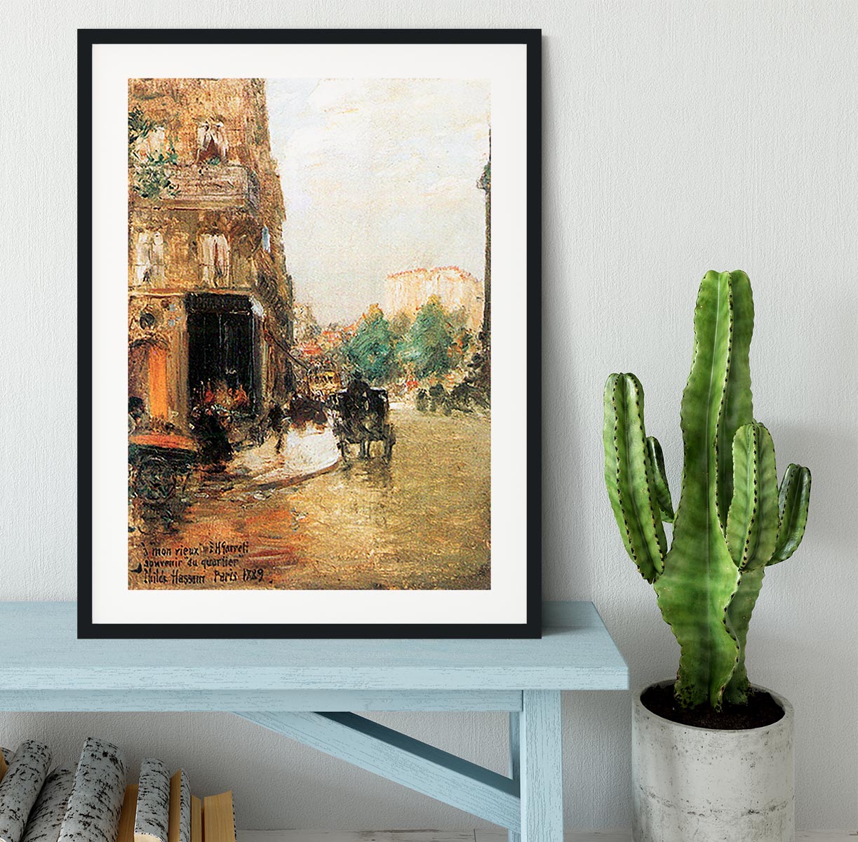 Parisian street scene 2 by Hassam Framed Print - Canvas Art Rocks - 1