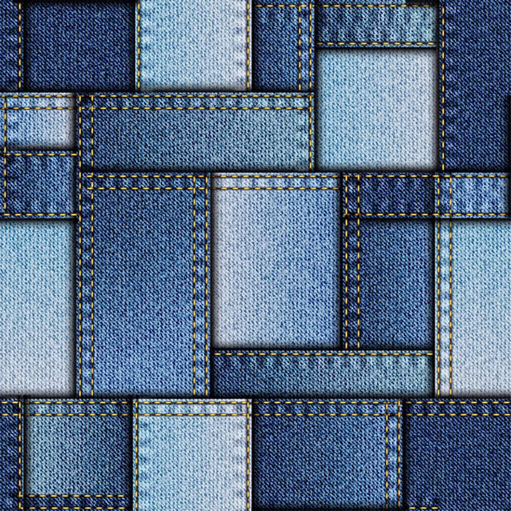 Patchwork of denim fabric Wall Mural Wallpaper - Canvas Art Rocks - 1
