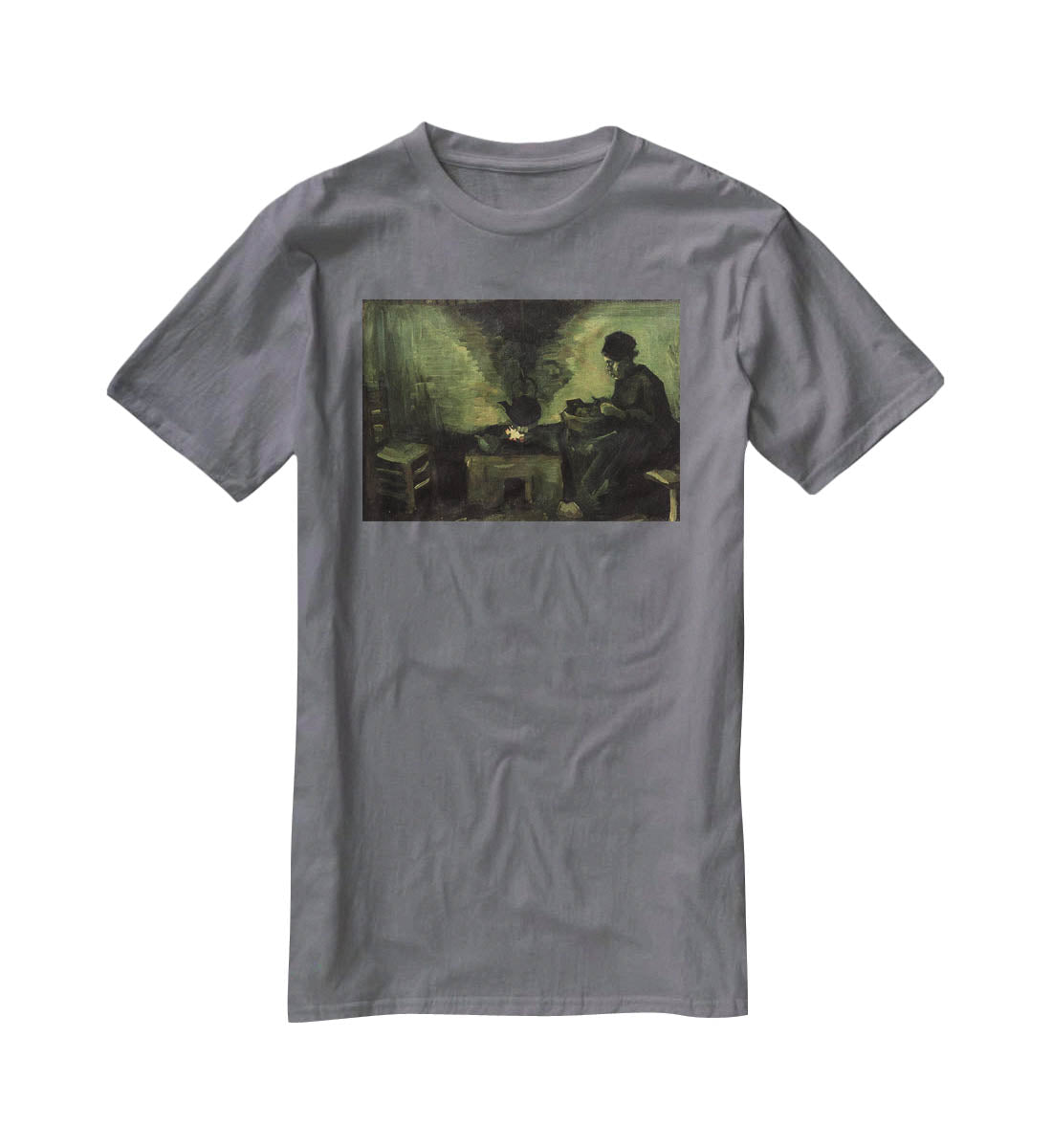 Peasant Woman by the Fireplace by Van Gogh T-Shirt - Canvas Art Rocks - 3