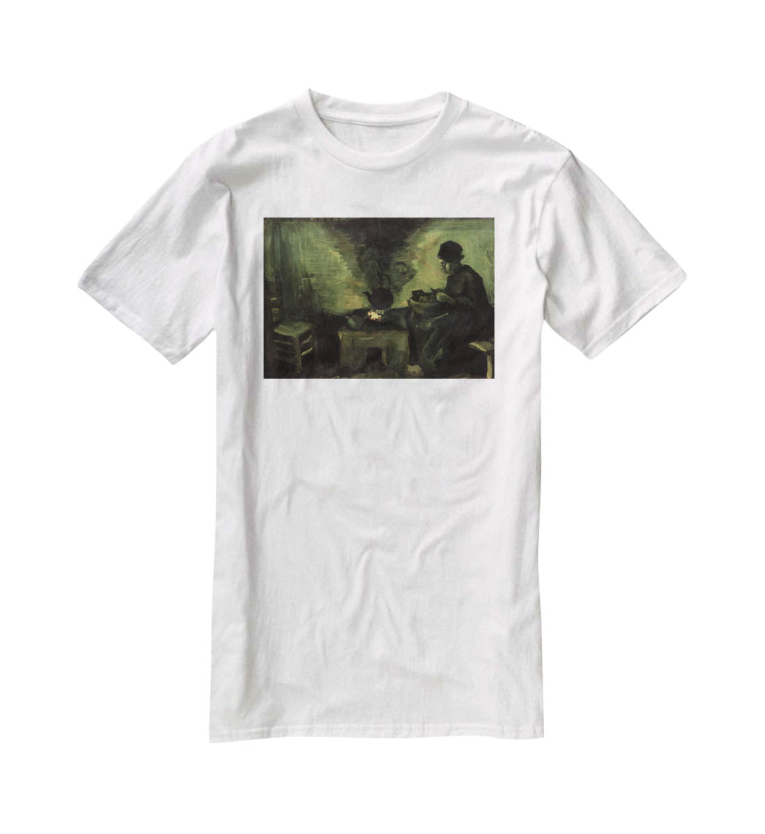 Peasant Woman by the Fireplace by Van Gogh T-Shirt - Canvas Art Rocks - 5