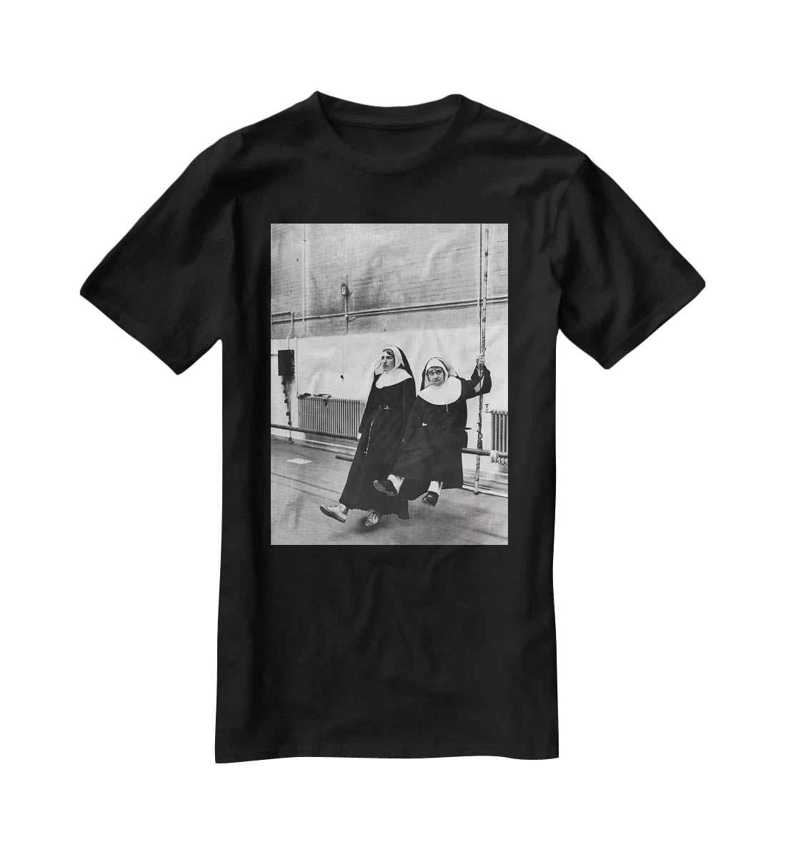 Peter Cook and Dudley Moore dressed as nuns T-Shirt - Canvas Art Rocks - 1