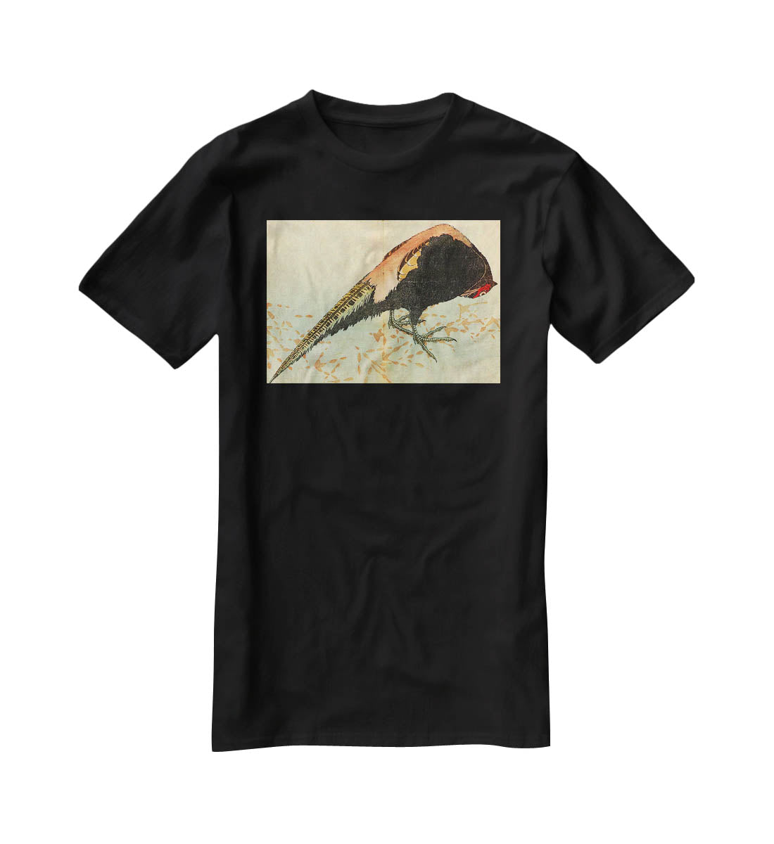 Pheasant on the snow by Hokusai T-Shirt - Canvas Art Rocks - 1