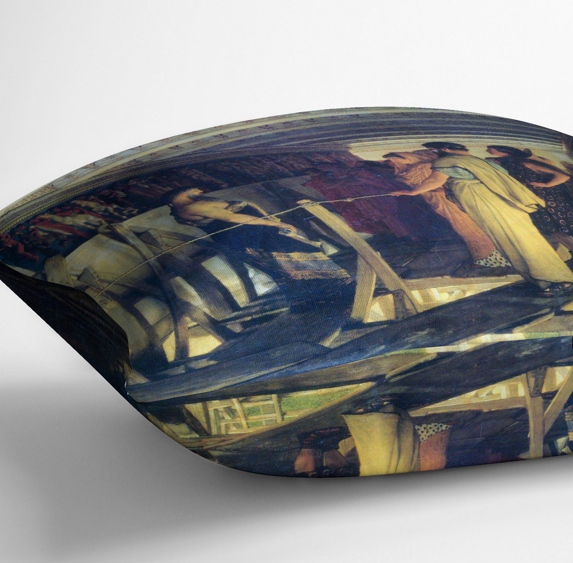 Phidias shows his friends from the Parthenon frieze detail by Alma Tadema Cushion - Canvas Art Rocks - 3