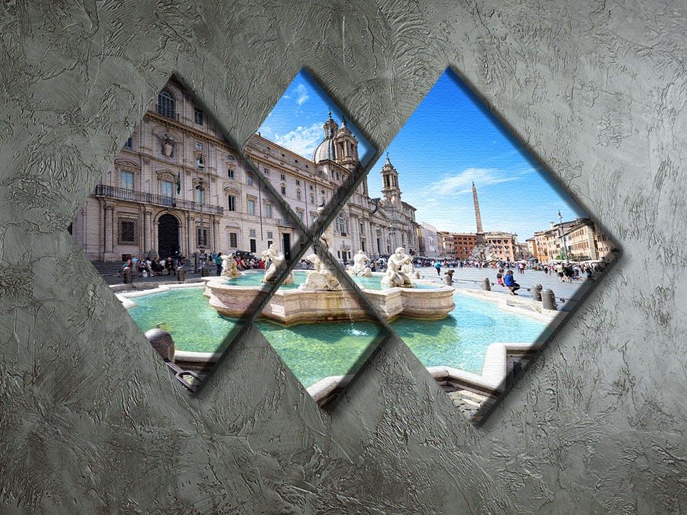 Piazza Navona 4 Square Multi Panel Canvas - Canvas Art Rocks - 2