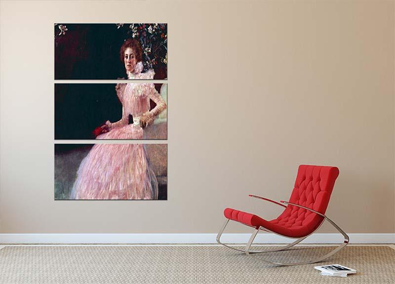 Picture of Sonja Knips by Klimt 3 Split Panel Canvas Print - Canvas Art Rocks - 2