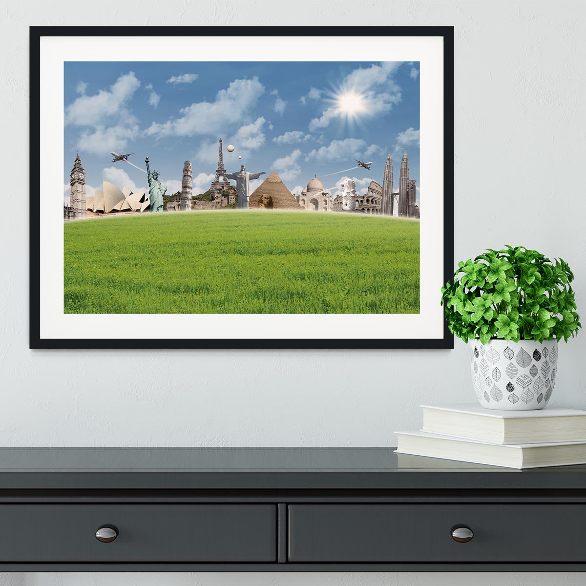 Picture of different landmarks Framed Print - Canvas Art Rocks - 1
