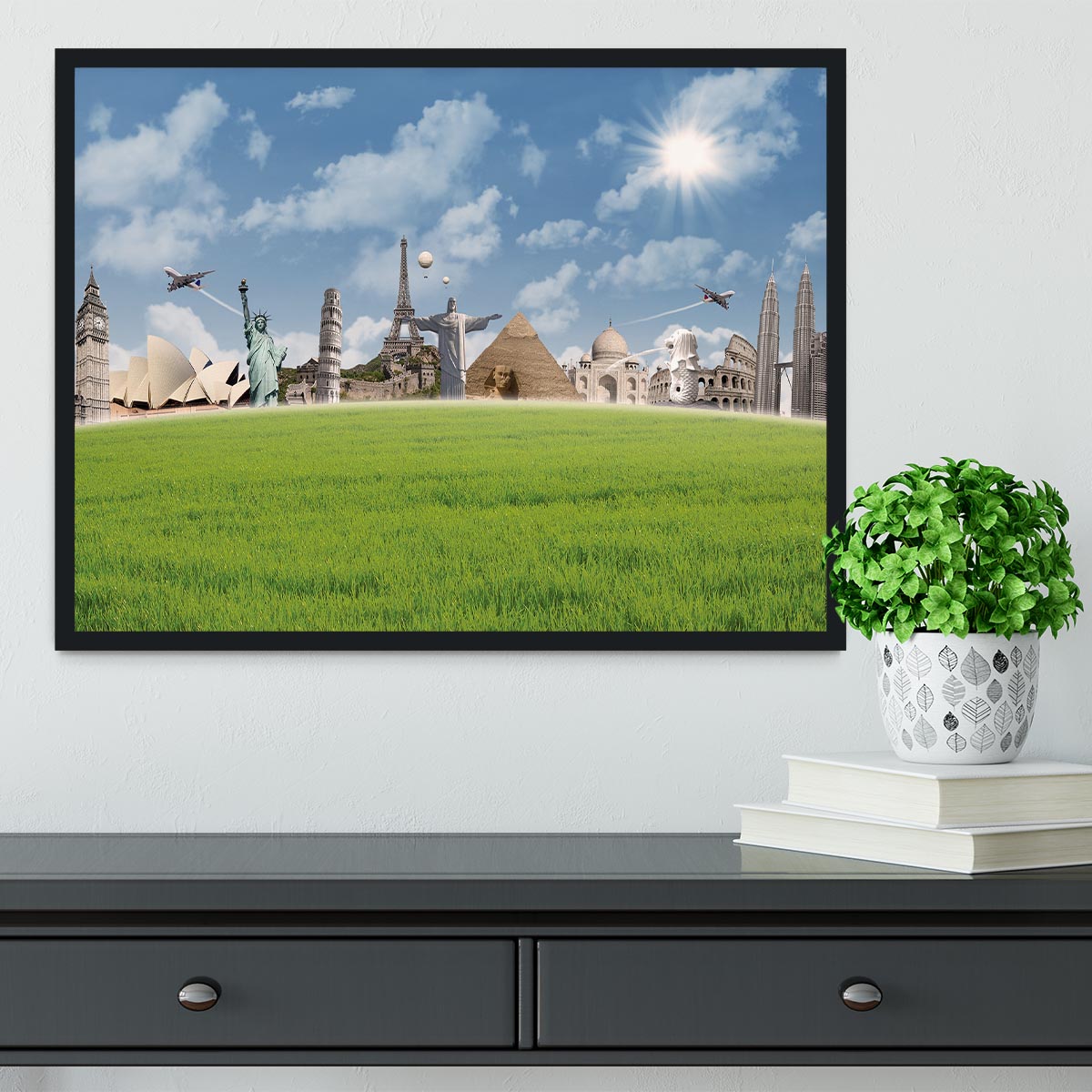 Picture of different landmarks Framed Print - Canvas Art Rocks - 2
