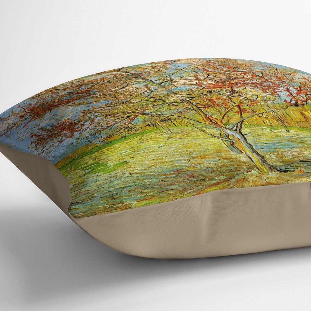 Pink Peach Tree in Blossom Reminiscence of Mauve by Van Gogh Cushion