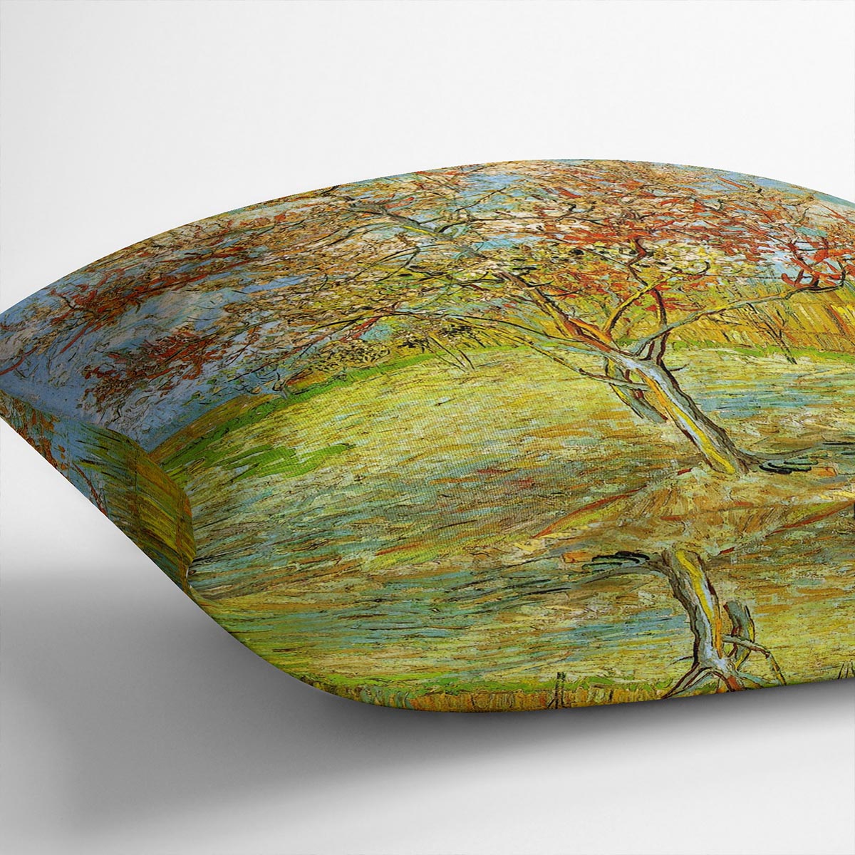 Pink Peach Tree in Blossom Reminiscence of Mauve by Van Gogh Cushion