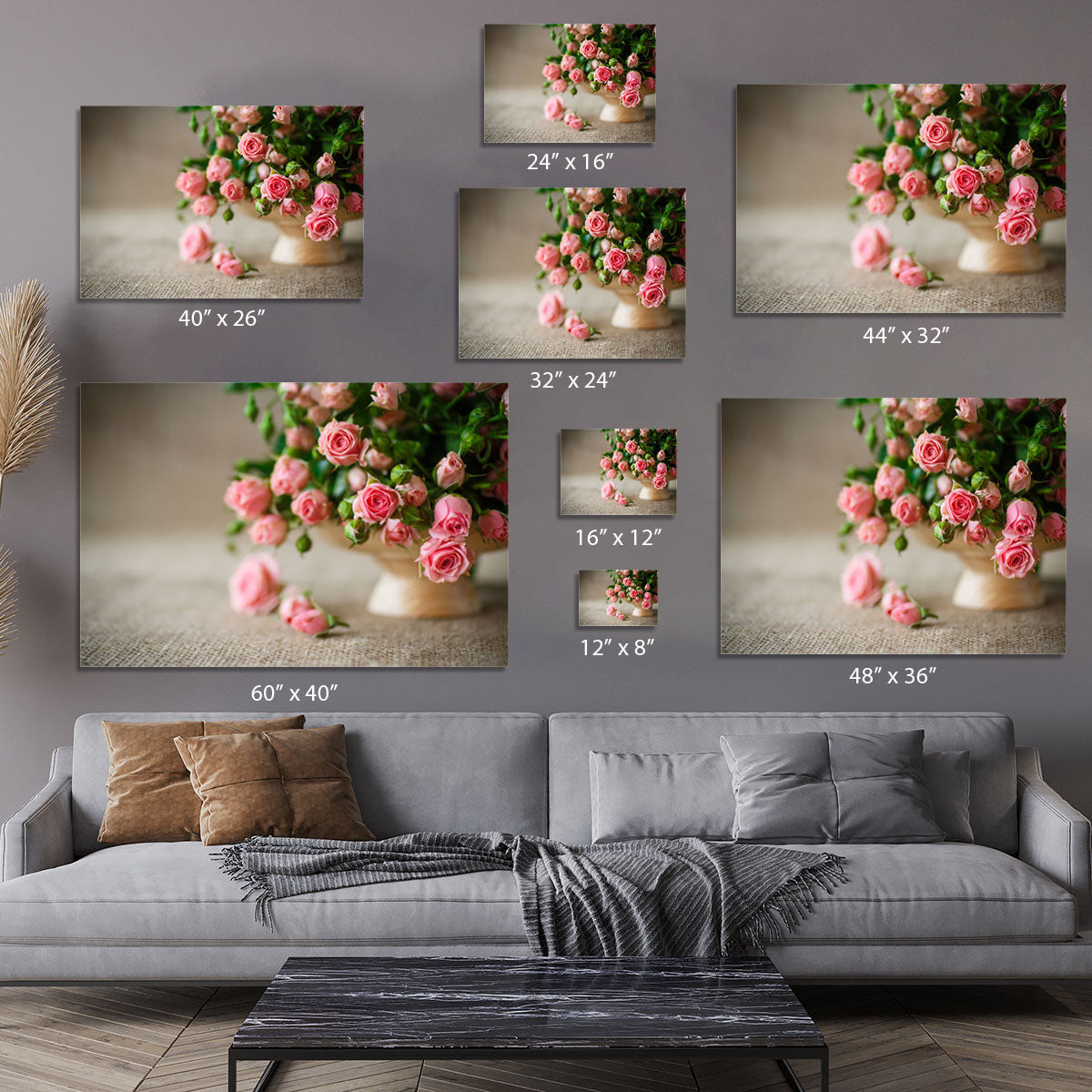 Pink roses on an old table of burlap Canvas Print or Poster - Canvas Art Rocks - 7