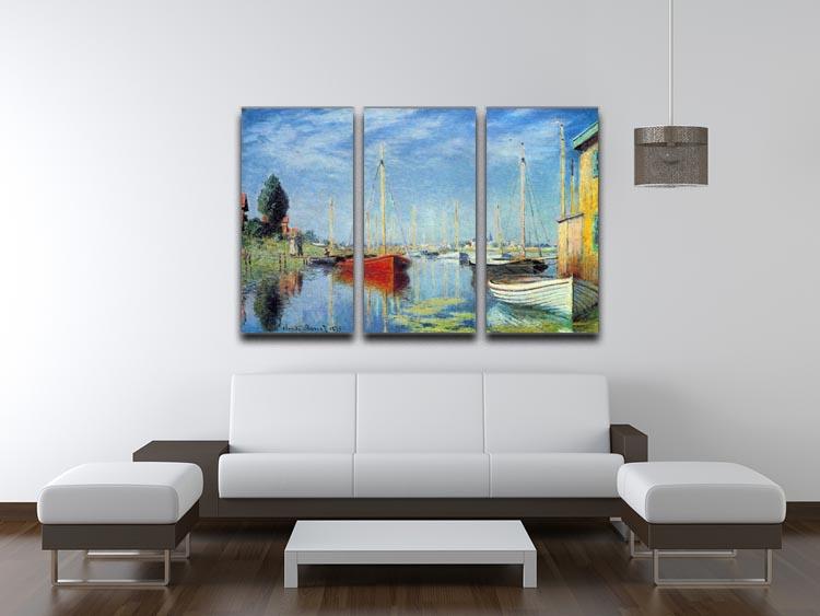 Pleasure Boats at Argenteuil by Monet Split Panel Canvas Print - Canvas Art Rocks - 4