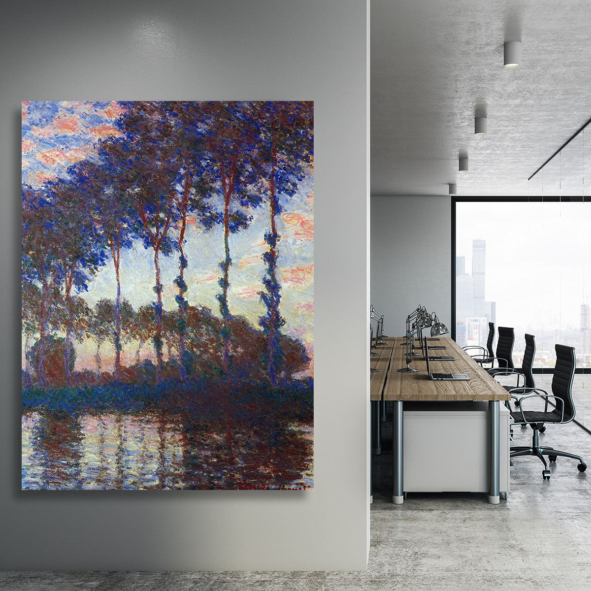 Poplars sunset by Monet Canvas Print or Poster - Canvas Art Rocks - 3