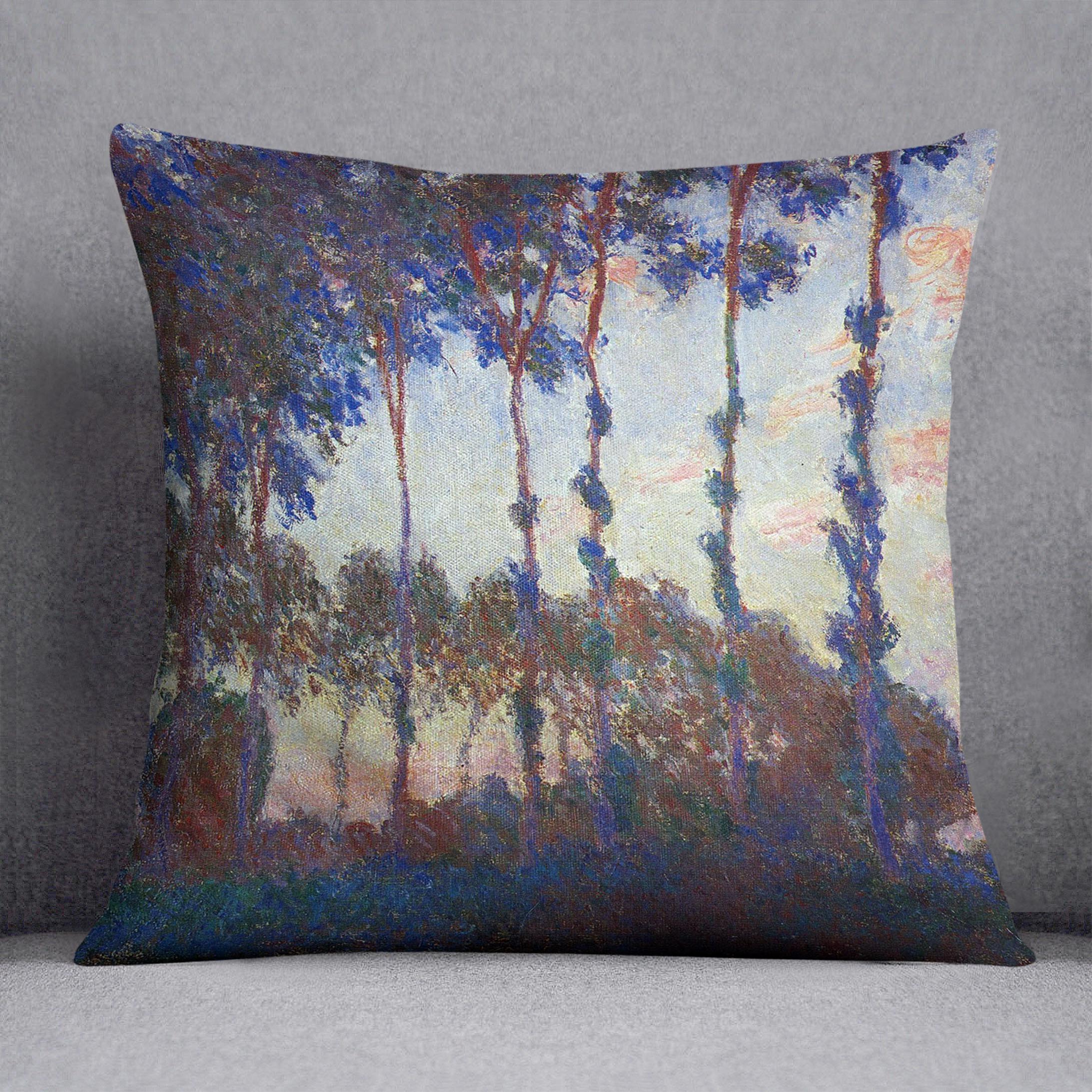 Poplars sunset by Monet Cushion