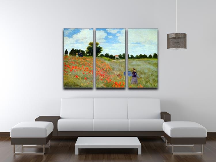 Poppies by Monet Split Panel Canvas Print - Canvas Art Rocks - 4