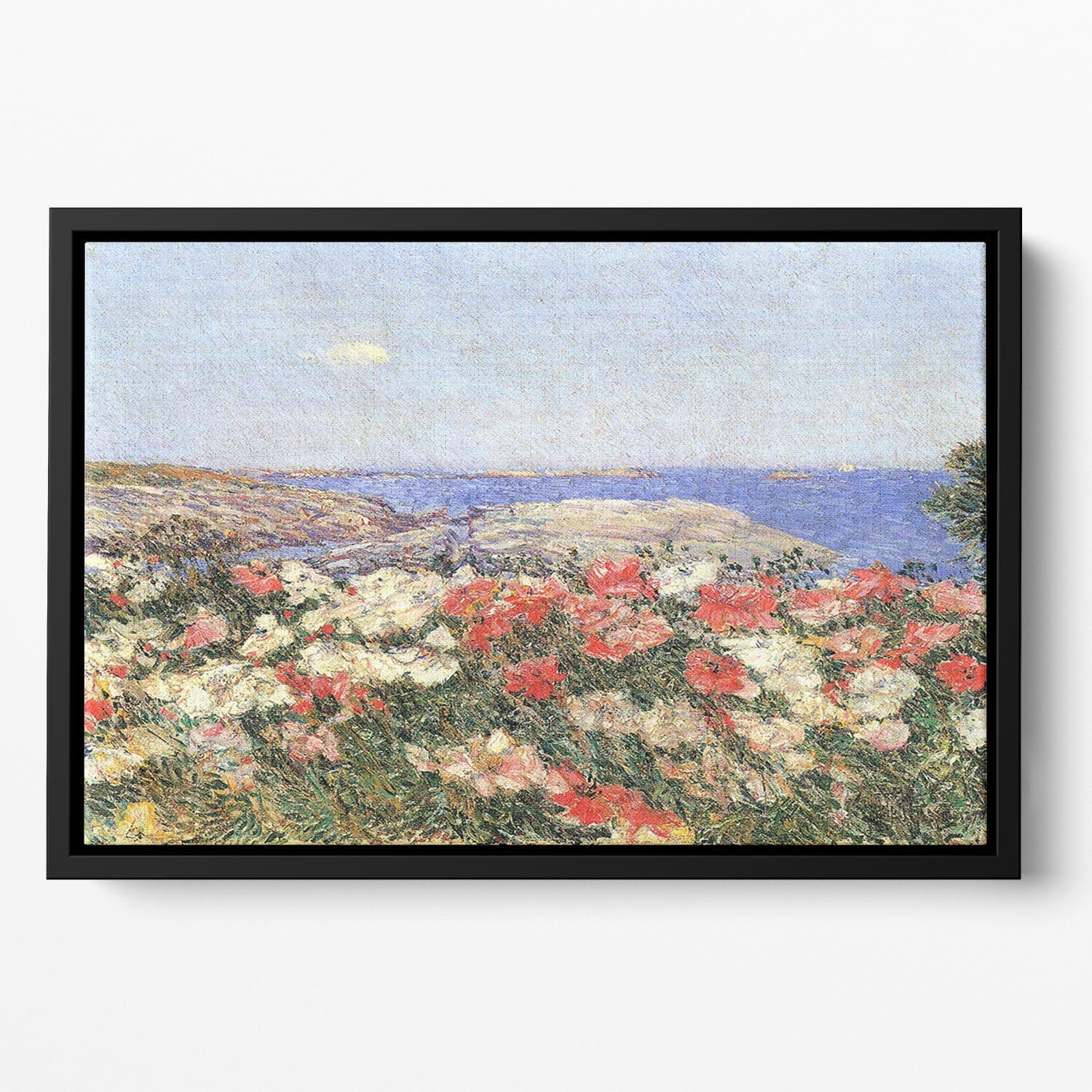 Poppies on the Isles of Shoals by Hassam Floating Framed Canvas - Canvas Art Rocks - 2