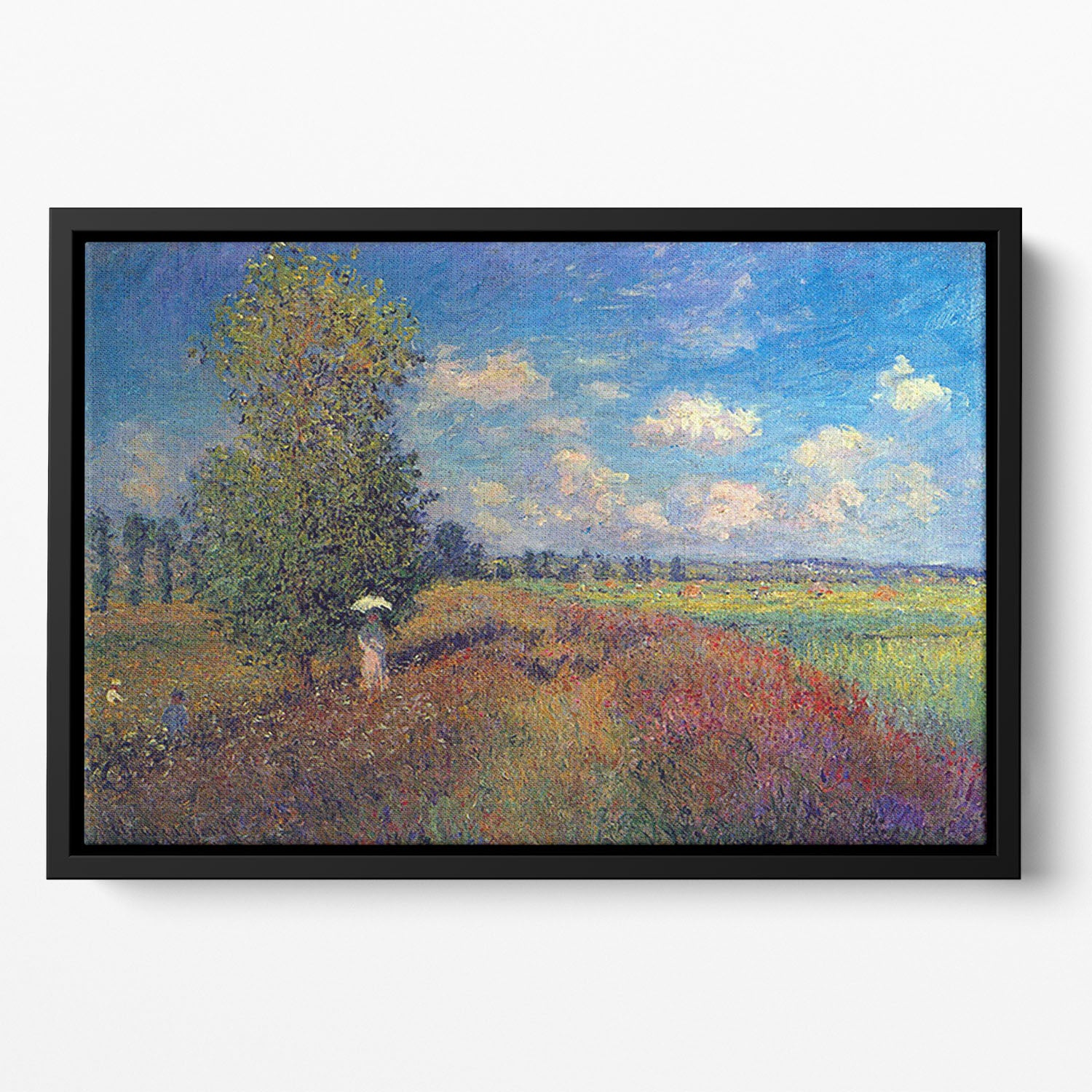 Poppy Field in Summer by Monet Floating Framed Canvas