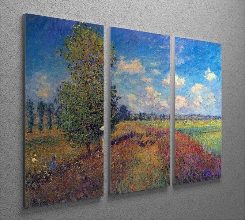 Poppy Field in Summer by Monet Split Panel Canvas Print - Canvas Art Rocks - 4