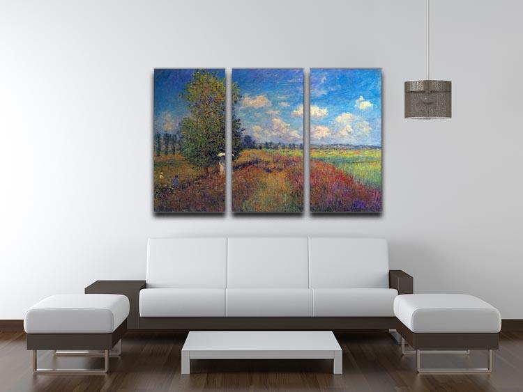Poppy Field in Summer by Monet Split Panel Canvas Print - Canvas Art Rocks - 4