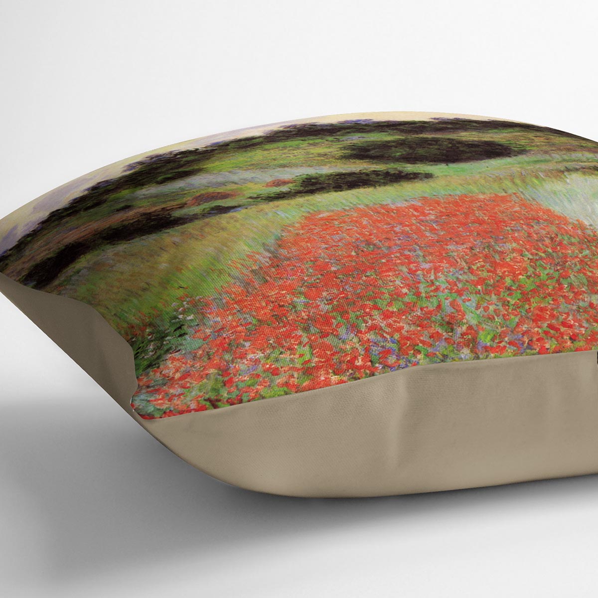 Poppy Field of Flowers in Giverny by Monet Cushion