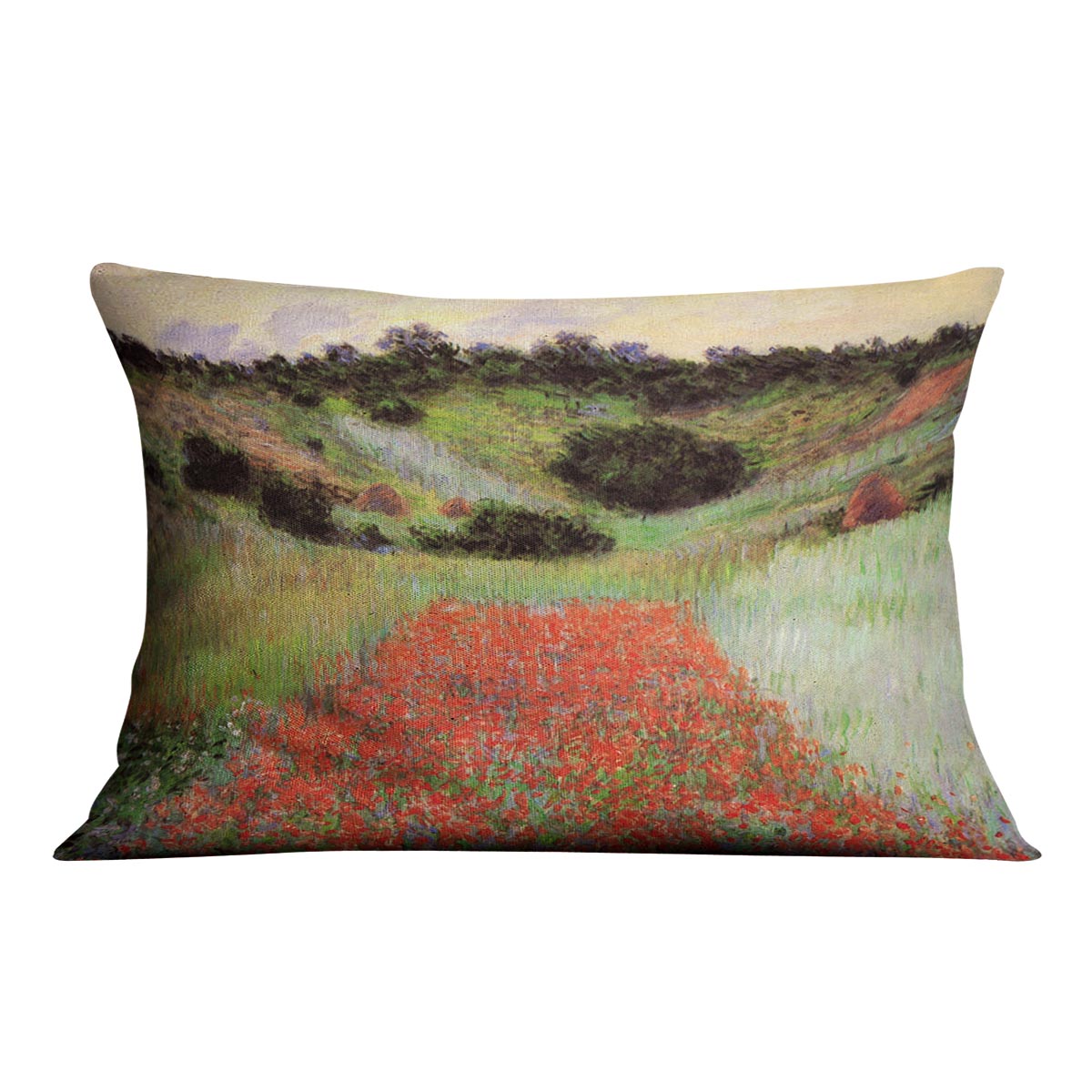 Poppy Field of Flowers in Giverny by Monet Cushion