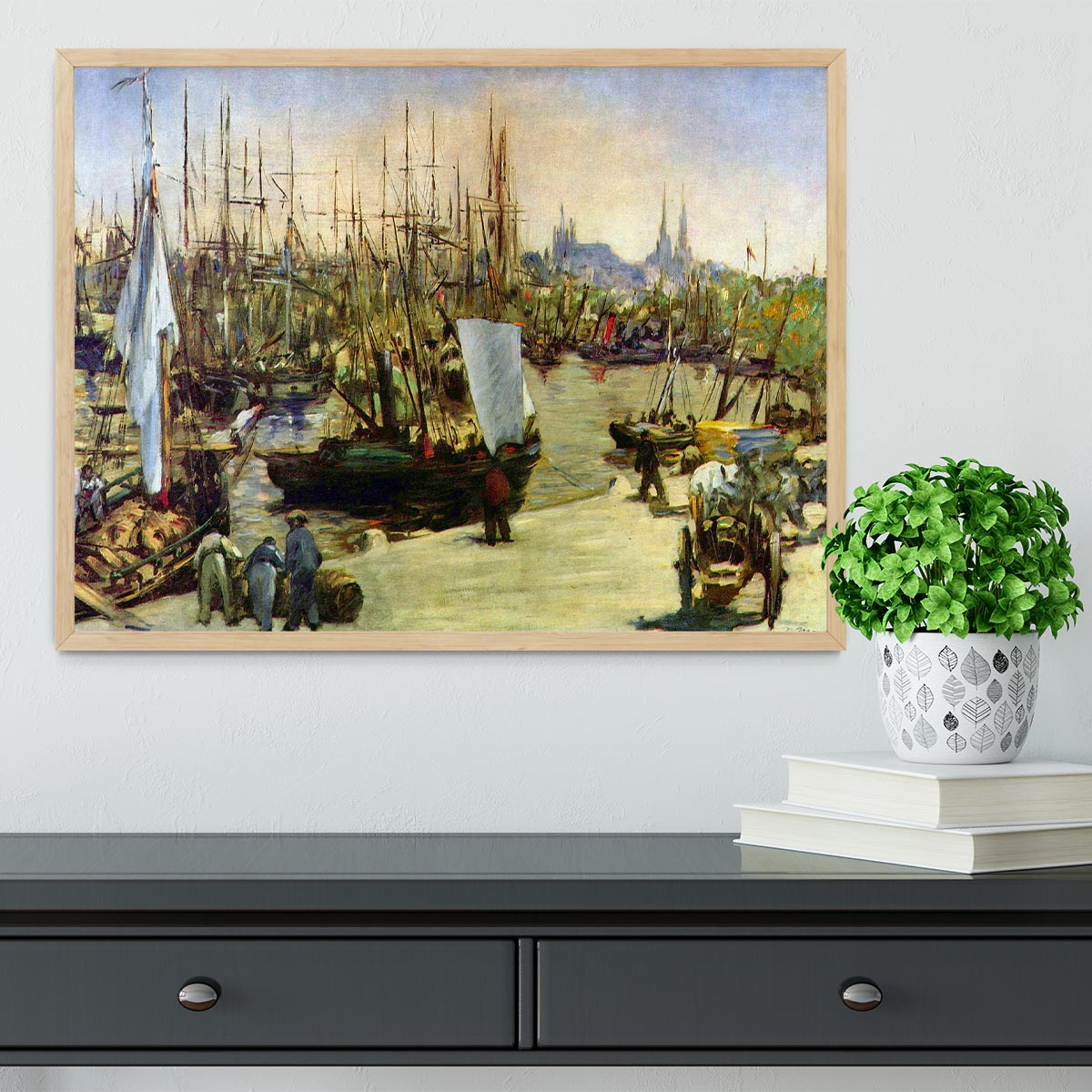 Port of Bordeaux by Manet Framed Print - Canvas Art Rocks - 4