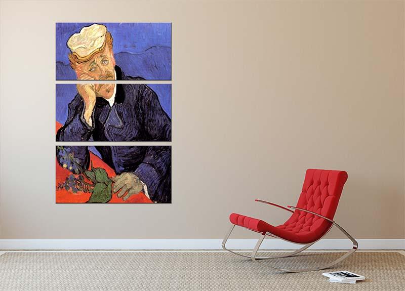 Portrait of Doctor Gachet by Van Gogh 3 Split Panel Canvas Print - Canvas Art Rocks - 2