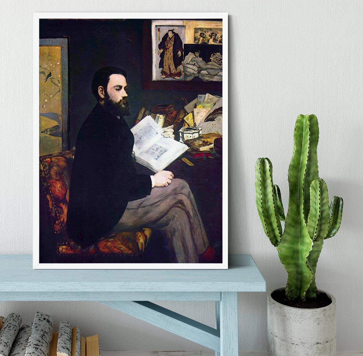 Portrait of Emile Zola by Manet Framed Print - Canvas Art Rocks -6