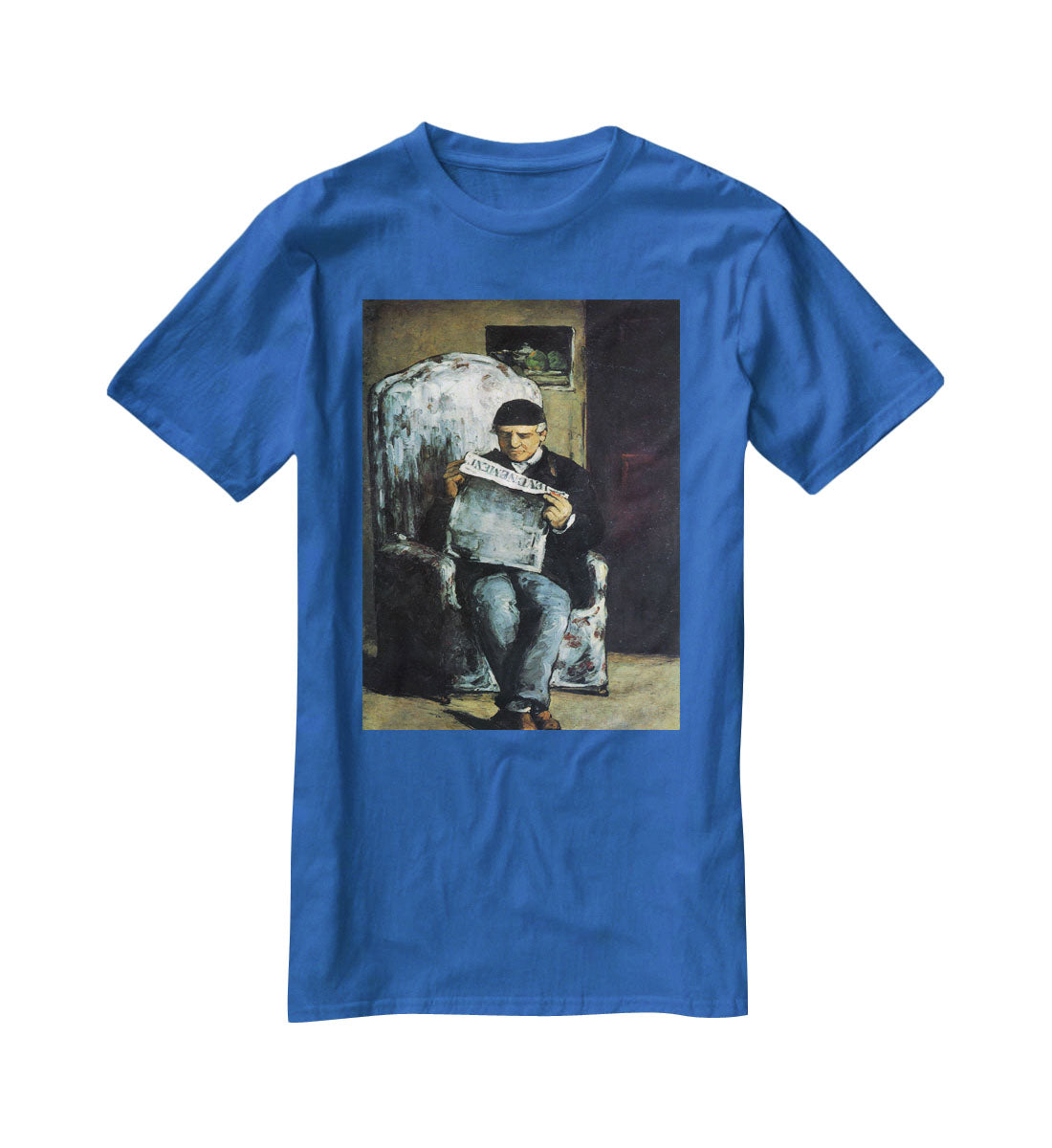 Portrait of Louis-Auguste Cezanne the father of the artist reading from L'EvÇnement by Cezanne T-Shirt - Canvas Art Rocks - 2