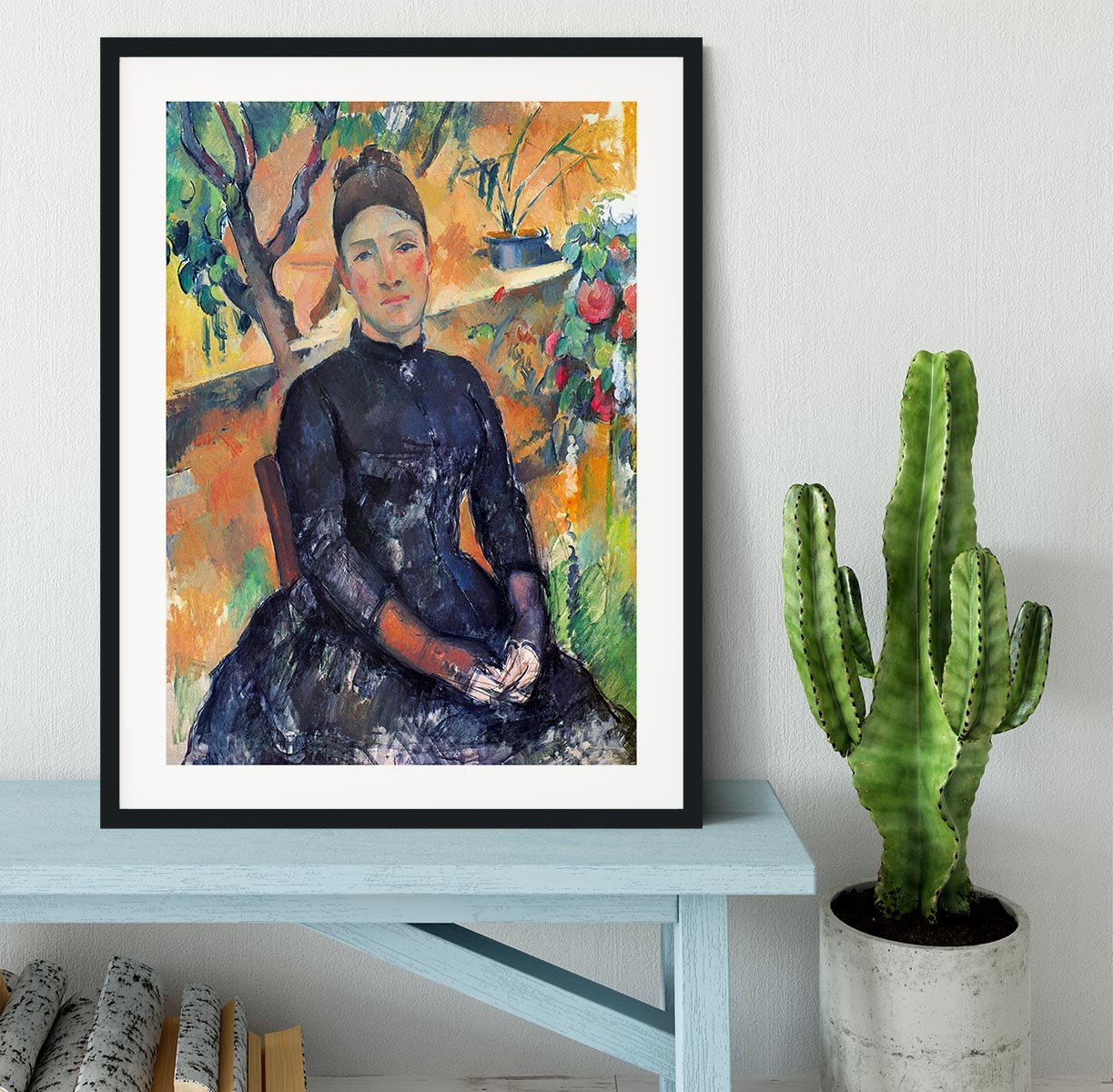 Portrait of Mme CÇzanne in the greenhouse by Cezanne Framed Print - Canvas Art Rocks - 1