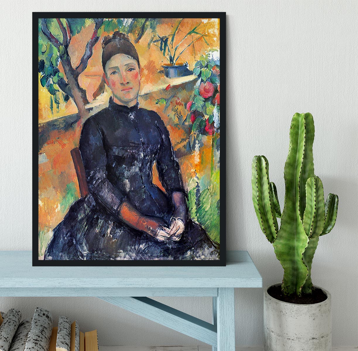 Portrait of Mme CÇzanne in the greenhouse by Cezanne Framed Print - Canvas Art Rocks - 2