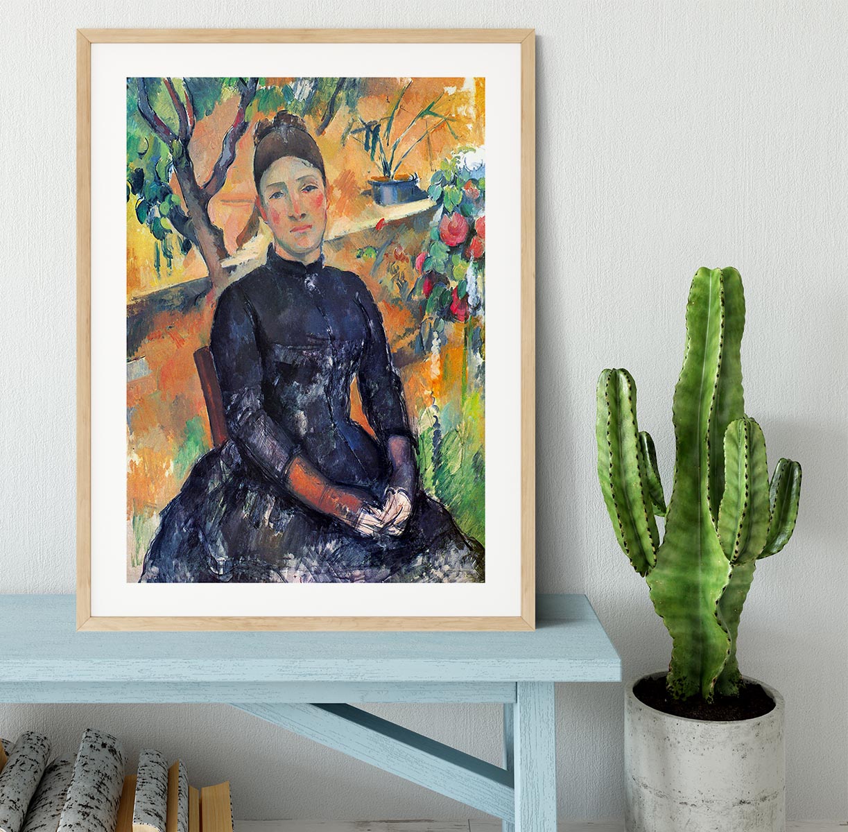 Portrait of Mme CÇzanne in the greenhouse by Cezanne Framed Print - Canvas Art Rocks - 3