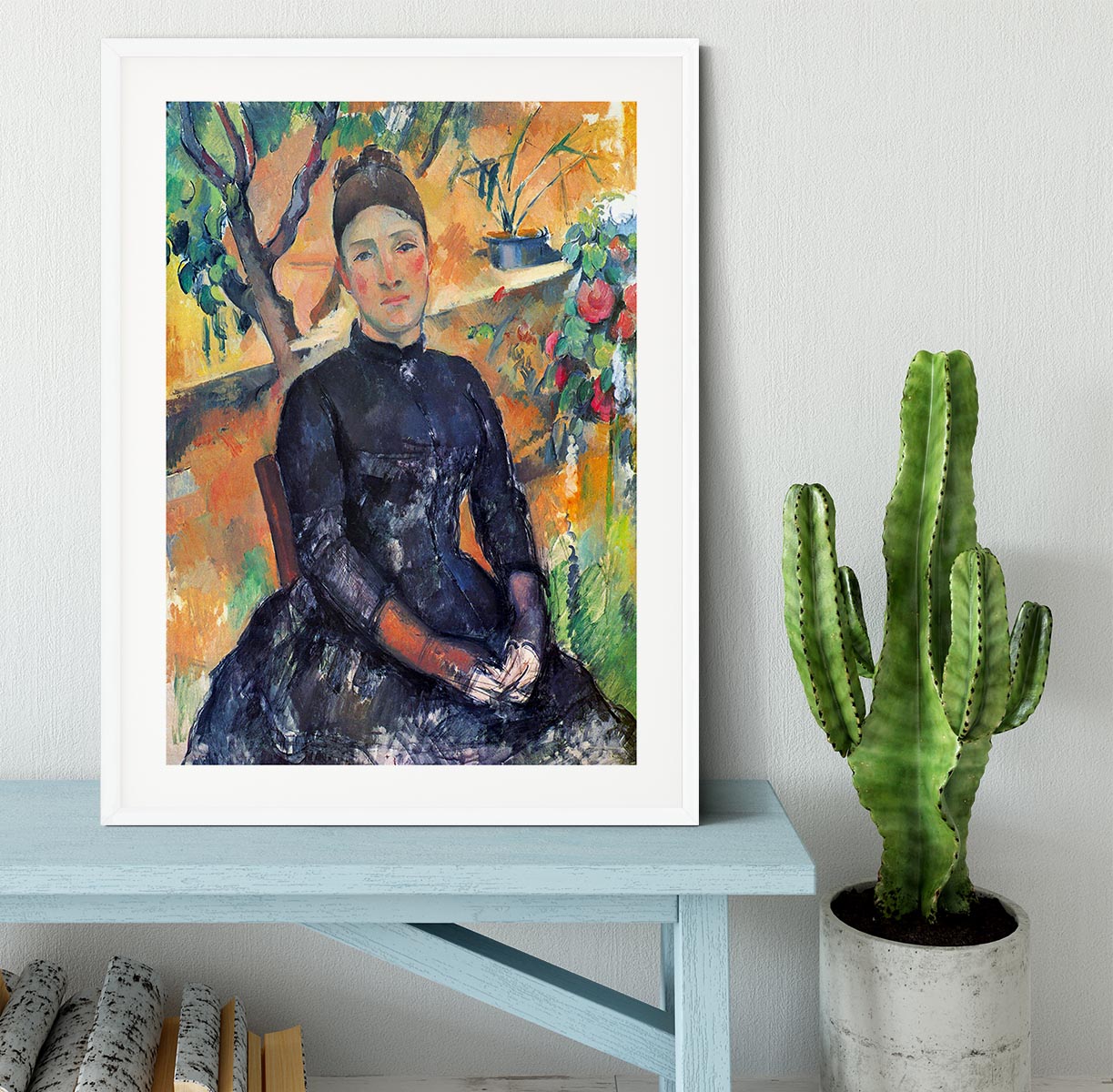 Portrait of Mme CÇzanne in the greenhouse by Cezanne Framed Print - Canvas Art Rocks - 5