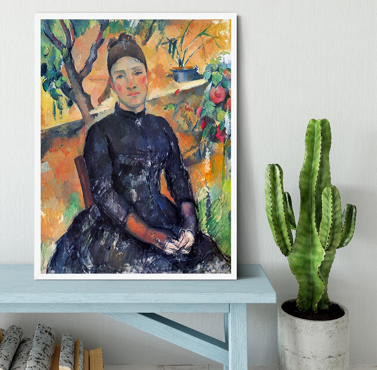 Portrait of Mme CÇzanne in the greenhouse by Cezanne Framed Print - Canvas Art Rocks -6