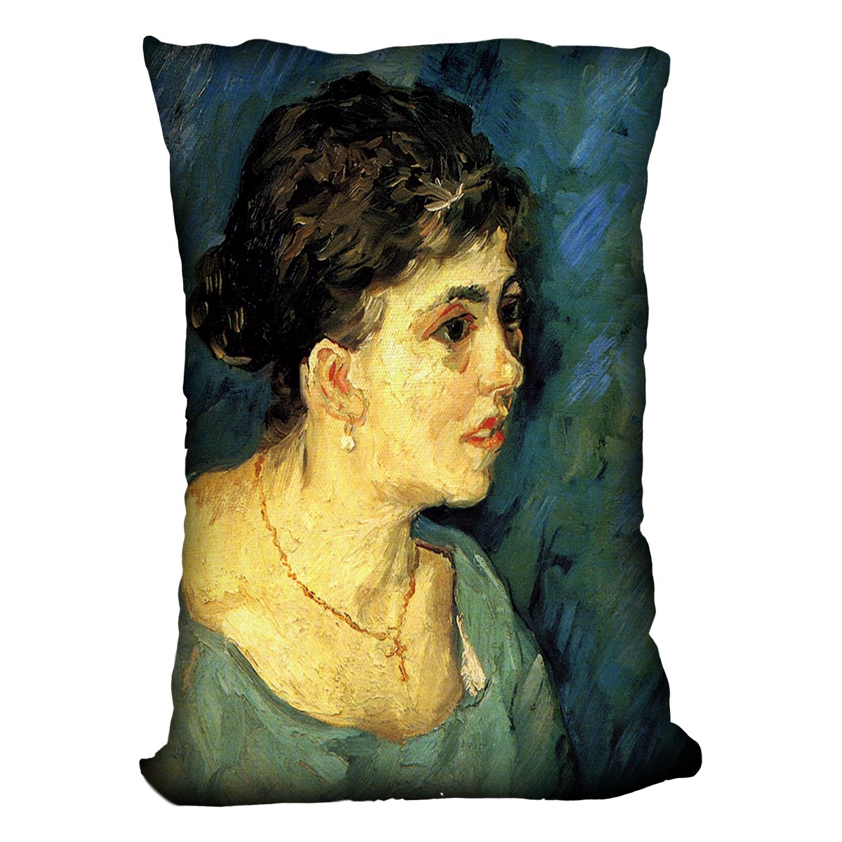 Portrait of Woman in Blue by Van Gogh Cushion