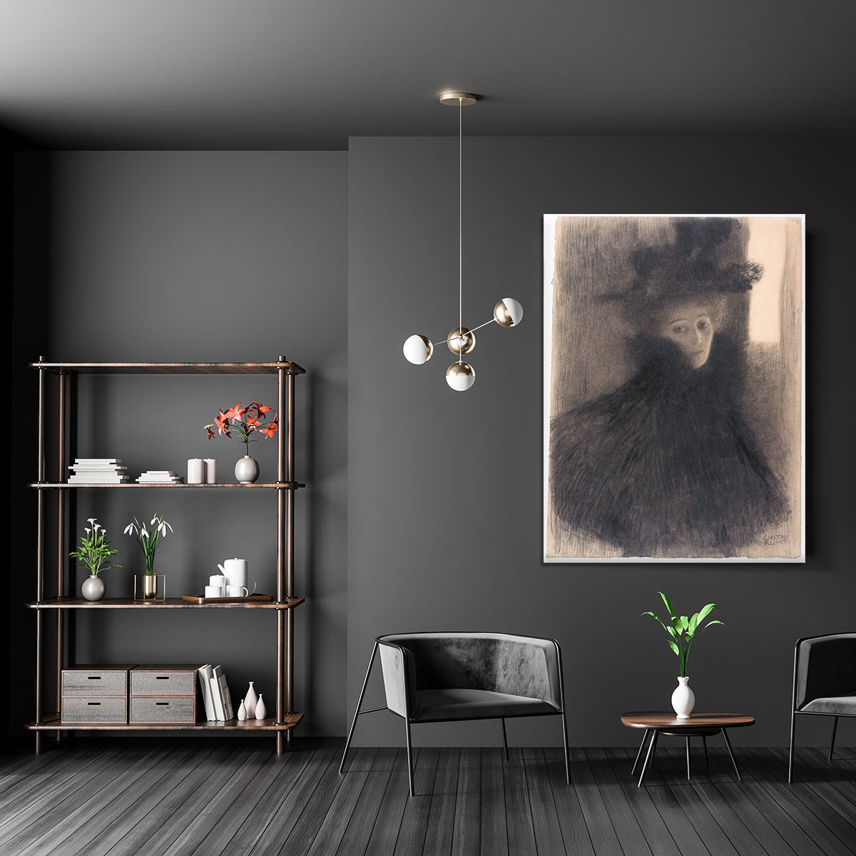 Portrait of a Lady with Cape and Hat by Klimt Canvas Print or Poster - Canvas Art Rocks - 5