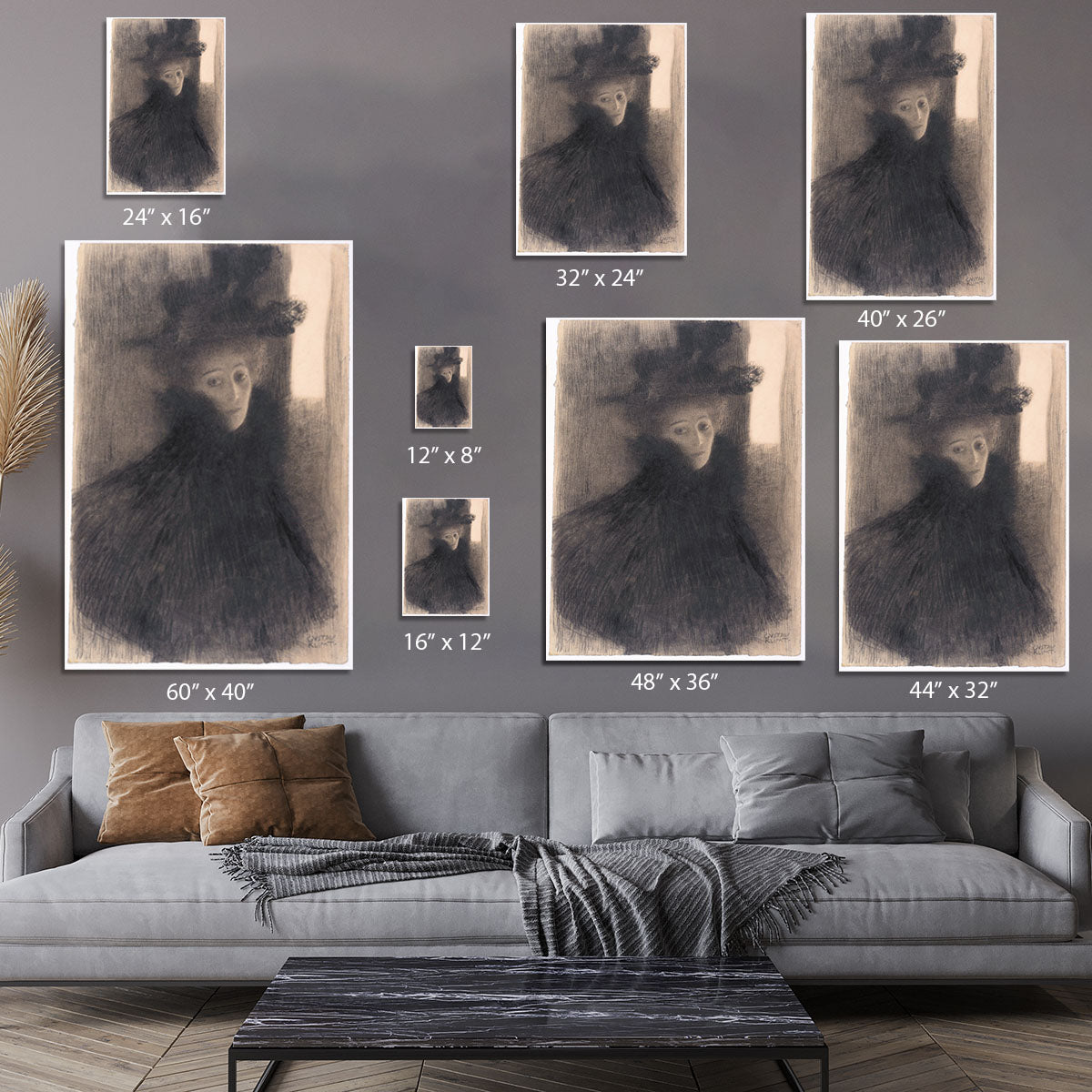 Portrait of a Lady with Cape and Hat by Klimt Canvas Print or Poster - Canvas Art Rocks - 7