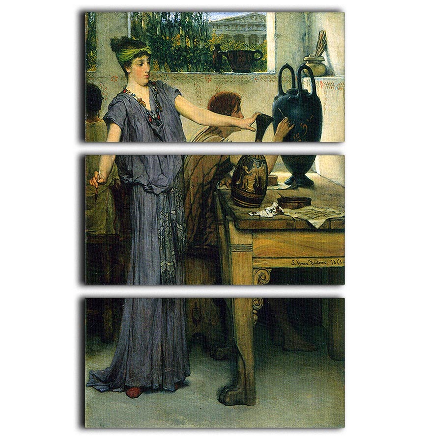 Pottery Painting by Alma Tadema 3 Split Panel Canvas Print - Canvas Art Rocks - 1