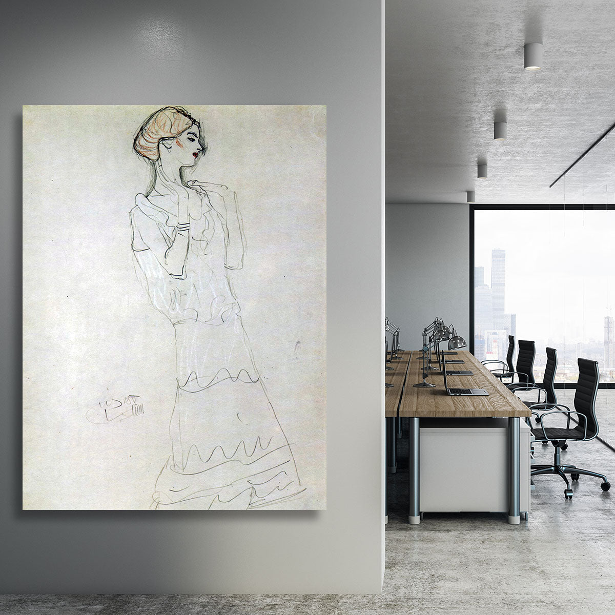 Profile standing female figure with raised arms by Klimt Canvas Print or Poster - Canvas Art Rocks - 3