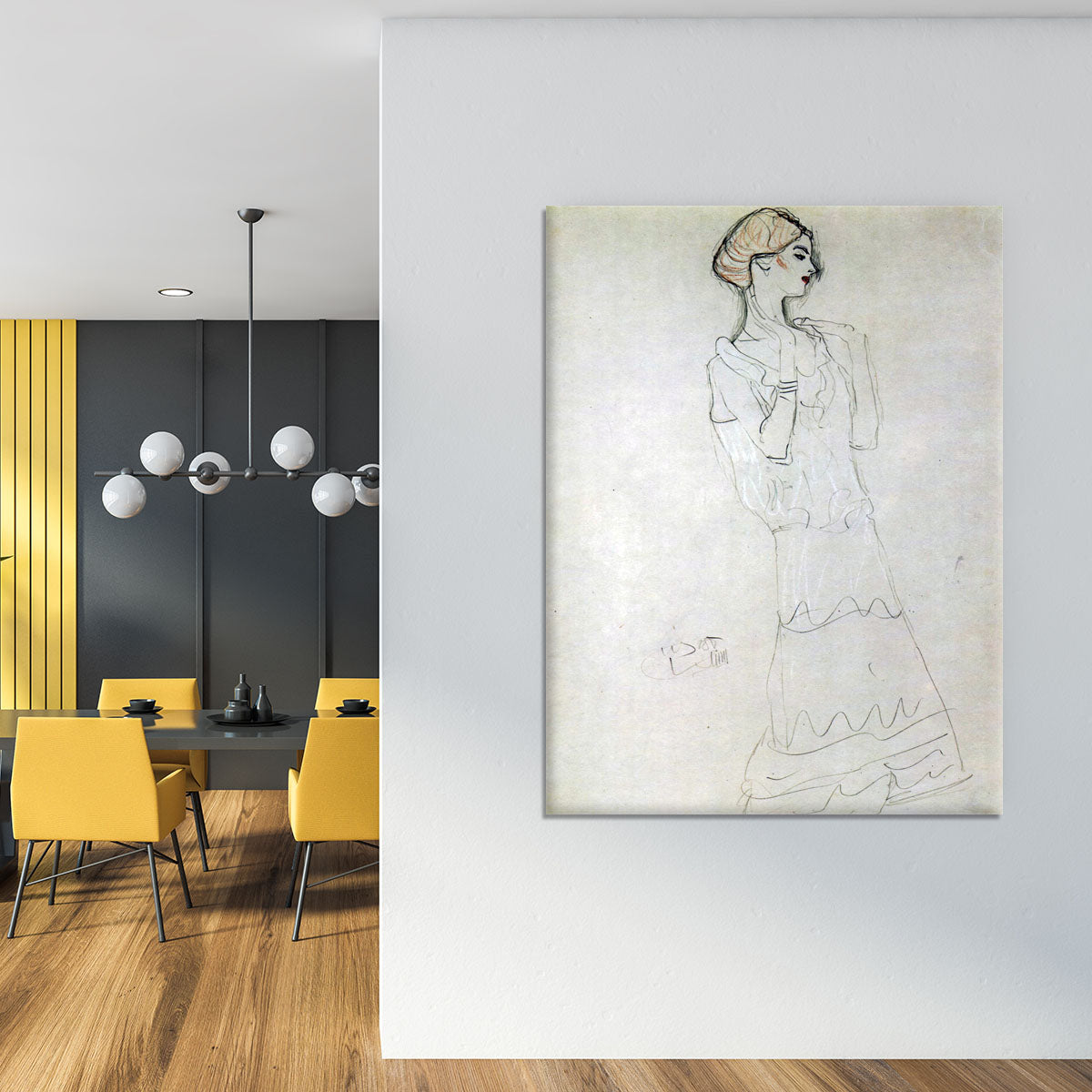 Profile standing female figure with raised arms by Klimt Canvas Print or Poster - Canvas Art Rocks - 4