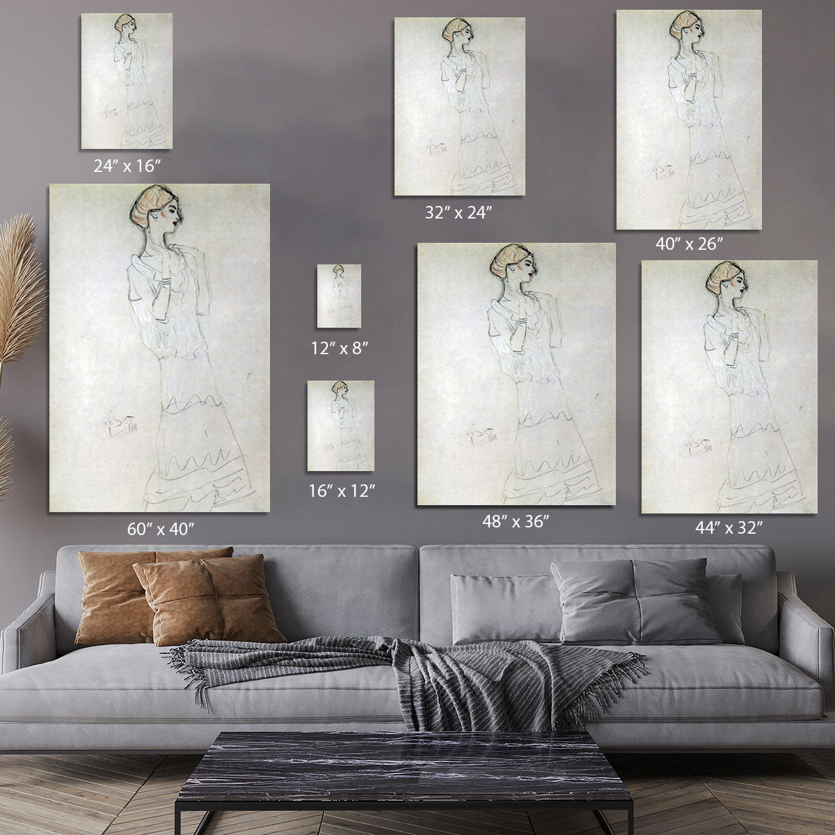 Profile standing female figure with raised arms by Klimt Canvas Print or Poster - Canvas Art Rocks - 7