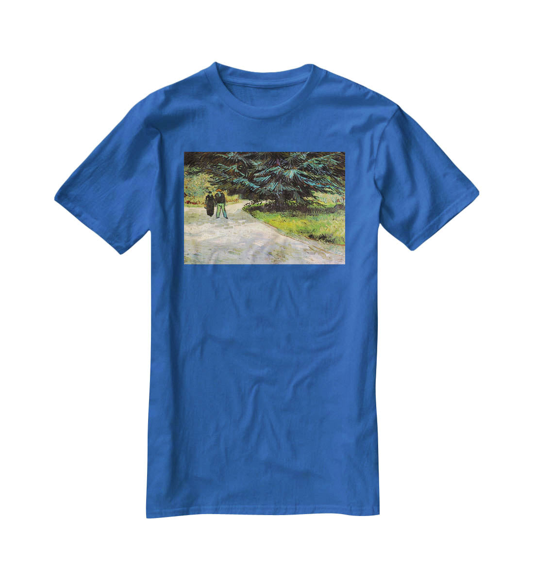 Public Garden with Couple and Blue Fir Tree The Poet s Garden III by Van Gogh T-Shirt - Canvas Art Rocks - 2