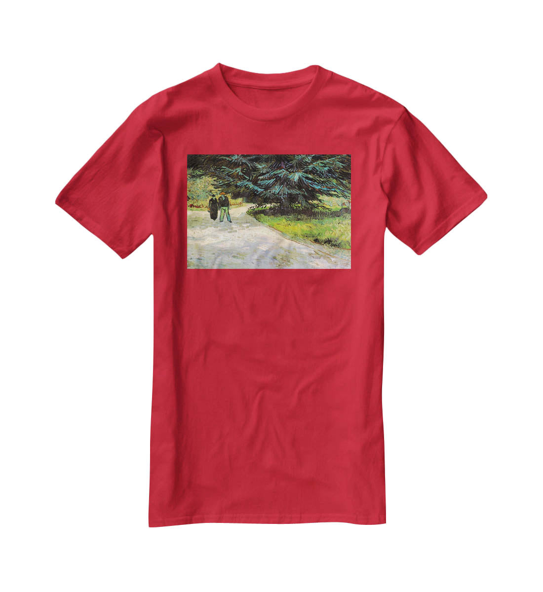 Public Garden with Couple and Blue Fir Tree The Poet s Garden III by Van Gogh T-Shirt - Canvas Art Rocks - 4