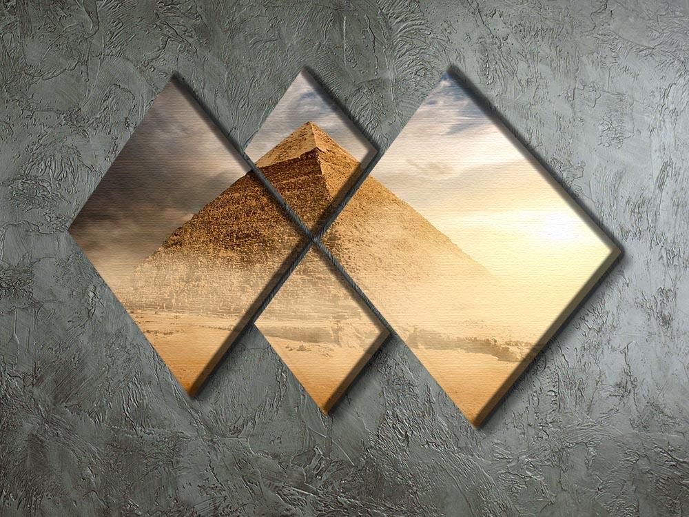 Pyramid in sand dust under clouds 4 Square Multi Panel Canvas - Canvas Art Rocks - 2