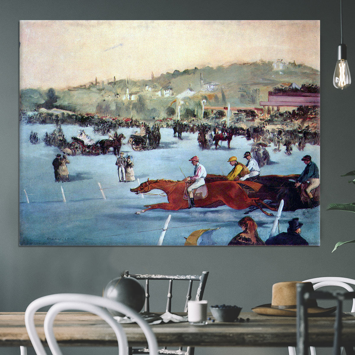 Races at the Bois de Boulogne by Manet Canvas Print or Poster - Canvas Art Rocks - 3