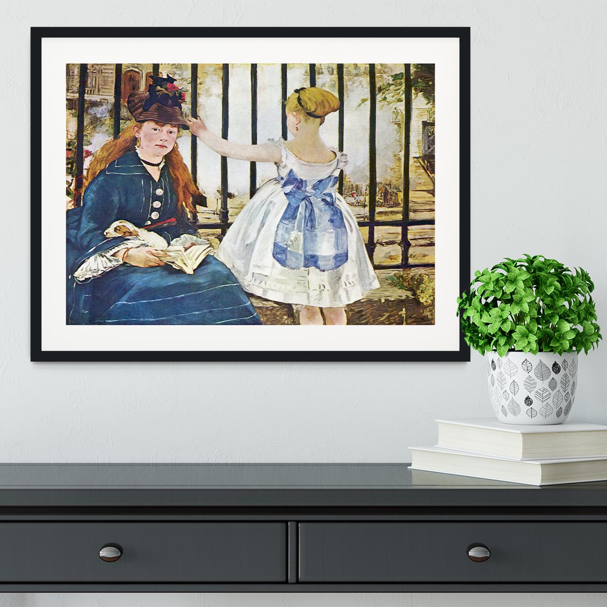 Railway by Manet Framed Print - Canvas Art Rocks - 1