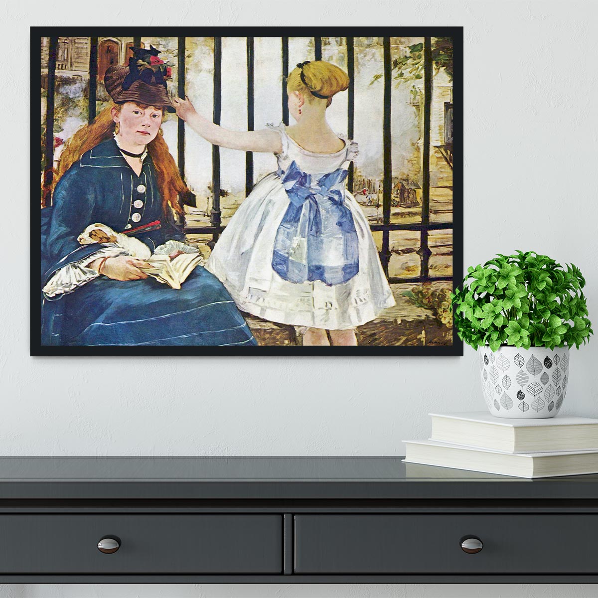 Railway by Manet Framed Print - Canvas Art Rocks - 2