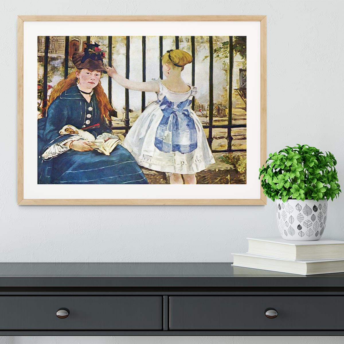 Railway by Manet Framed Print - Canvas Art Rocks - 3