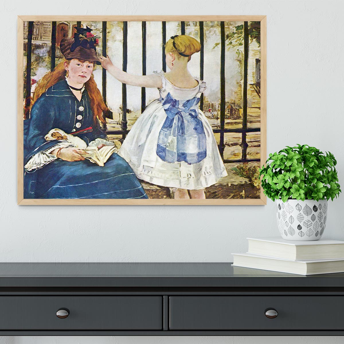 Railway by Manet Framed Print - Canvas Art Rocks - 4