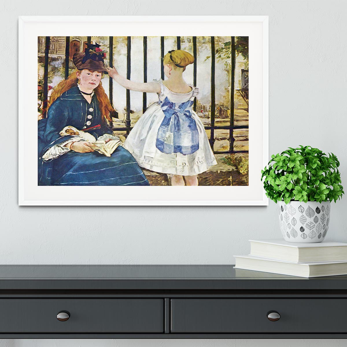 Railway by Manet Framed Print - Canvas Art Rocks - 5