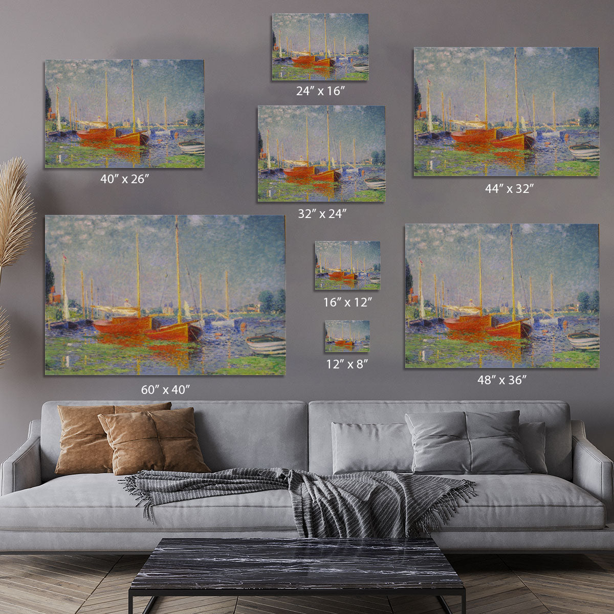 Red Boats at Argenteuil by Monet Canvas Print or Poster - Canvas Art Rocks - 7